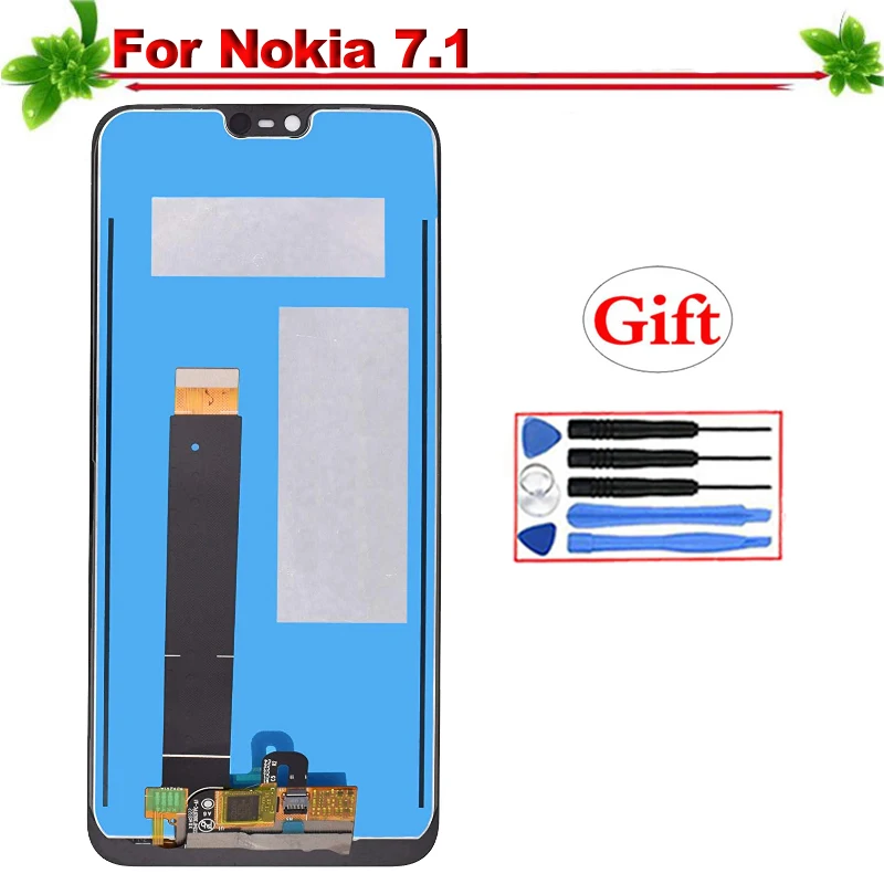 

5.84" LCD for Nokia 7.1 LCD Display Touch Screen Digitizer Full Assembly Replacement for Nokia 7.1 Display A Quality Black