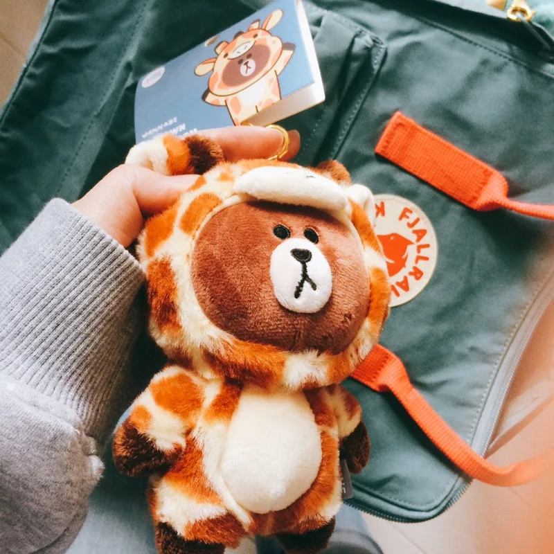 

Cartoon Brown Bear Dinosaur Bear Giraffe Key chain Women Bag Pendant keychains Children's backpack Hanging Plush Doll Key Ring