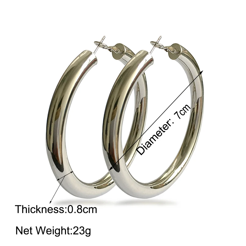 UKEN 2024 Punk Fashion 70mm Diameter Wide Big Hoop Earrings For Women Statement Earrings Brincos Jewelry Accessories Thick 5