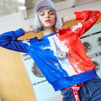 

Street Loose Spring Blouses Women 2019 Eiffel Tower Printed Tops For Women Young Ladies Sweatshirts Blusas Feminina NS739