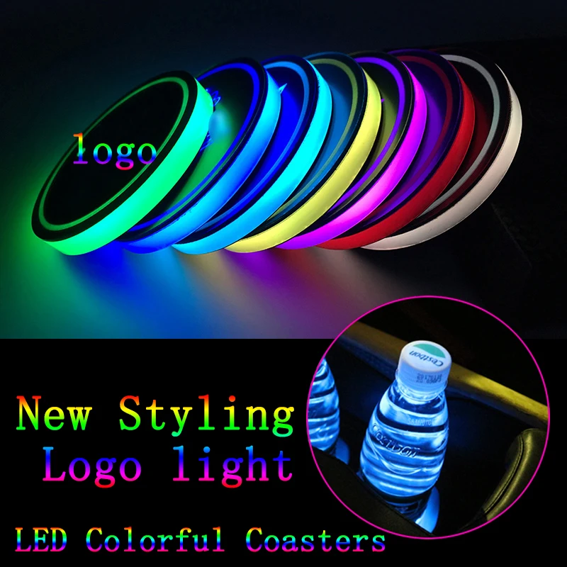 

2PCS Led Logo Light For Peugeot 307 206 308 407 508 406 3008 208 207 Water Coaster Atmosphere Lamp USB 7 Colors Accessories