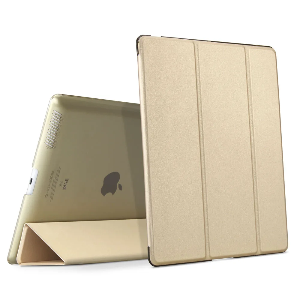 Для iPad 2/3/4, ZVRUA ура Цвет PU Smart Cover чехол Магнит wake up sleep для apple iPad2 iPad3 iPad4 - Цвет: Золотой