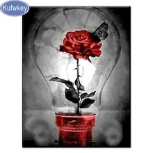 Фотокартина на заказ, светильник для алмазной живописи, красная роза, Алмазная мозаика, алмазная вышивка, бисер, сделай сам, 5d Вышивка крестиком, украшение для дома
