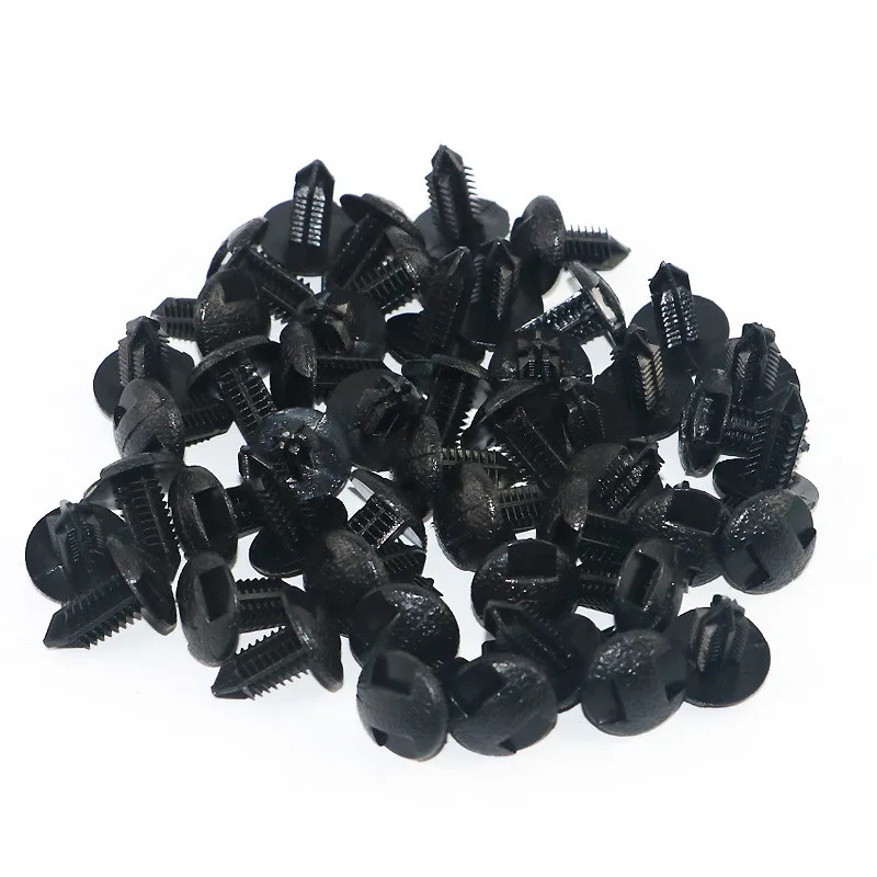 50Pc Auto Fastener 6mm Hole Plastic Rivet Engine Cover Bumper Hood
