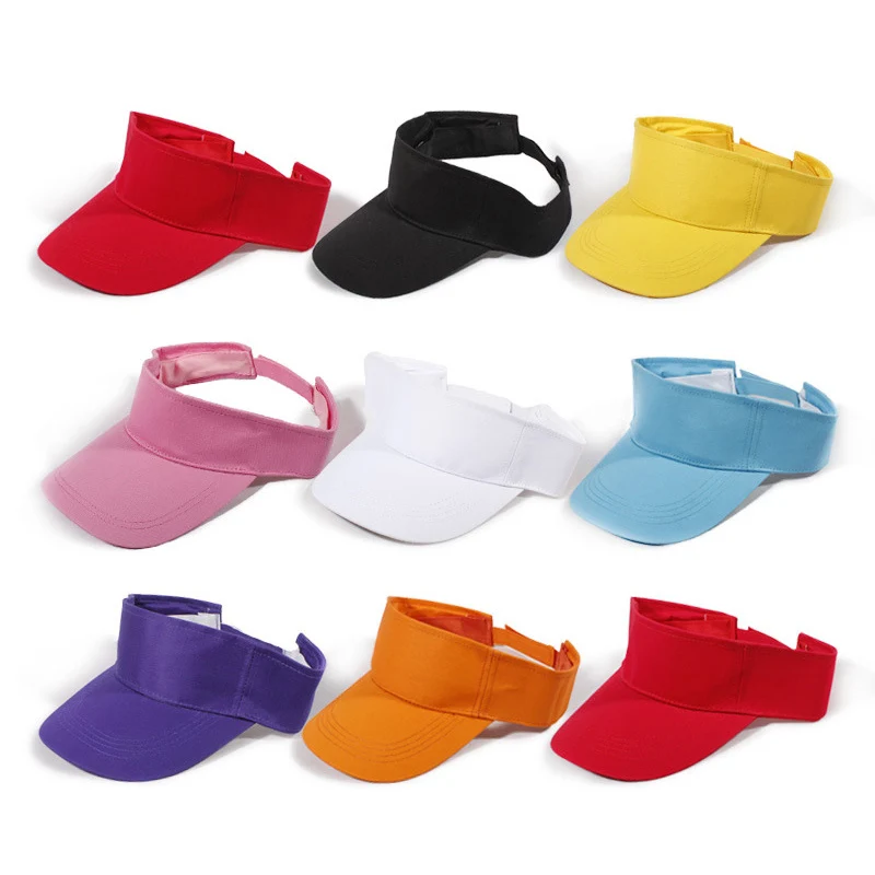 

Plain Visor Sun Caps Sport Hat 8 Styles Adjustable Solid Color Breathable Cotton Sunshade Tennis Caps For Tennis Beach B2Cshop