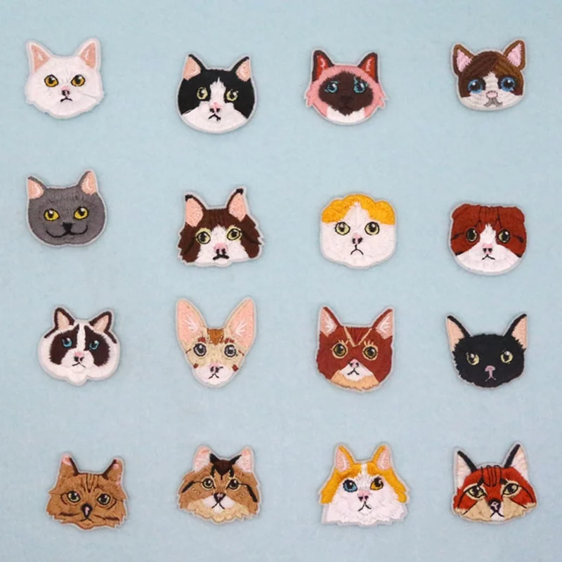 

2018 1 PC High Quality Embroidery Cat Head Patch Clothing Patch Backpack Decoration Small Applique Small Iron On Patch