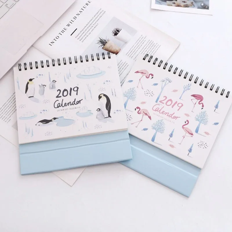 

1Pcs 2019 Calendar Lovely flamingos Desk Calendar DIY Cartoon Table Calendars Daily Schedule Planner 20*23.5cm