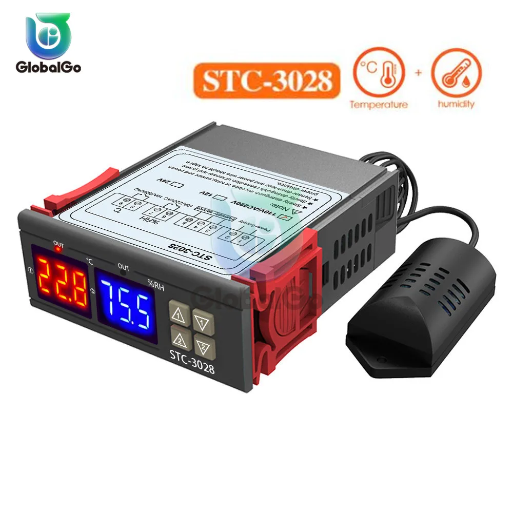 

STC-3028 Intelligent Digital Display Temperature Humidity Controller Display Thermometer Hygrometer For Fridge Home Industry