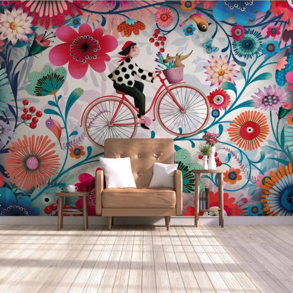 3d painting silk cloth mural wallpaper living room Hand drawn floral