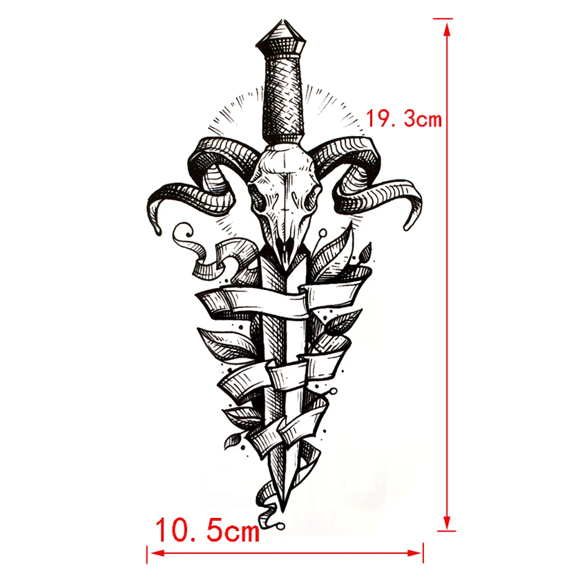 Герметичный демон кинжалом водонепроницаемый временные татуировки мужские татуировки боди-арт Хна Татуировки рукава Ngau Tau череп Harajuku Татуировки