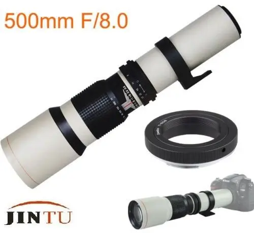 JINTU белый супер 500mm f/8,0 телеобъектив Комплект для NIKON D3400 D5500 D7500 D850 D800 D750 D700 D610 D600 D500 D300 D90 Камера