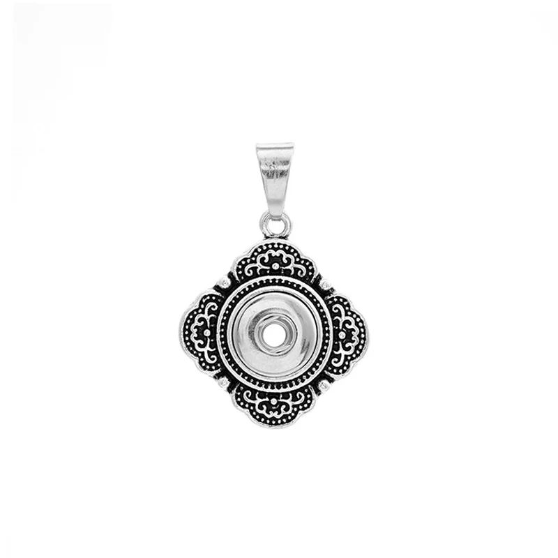 

Fashion Metal Snaps Button Pendents Square Charm fit 12mm DIY Snaps Necklace Jewelry Button Vintage Silver Sculpture Women Gift