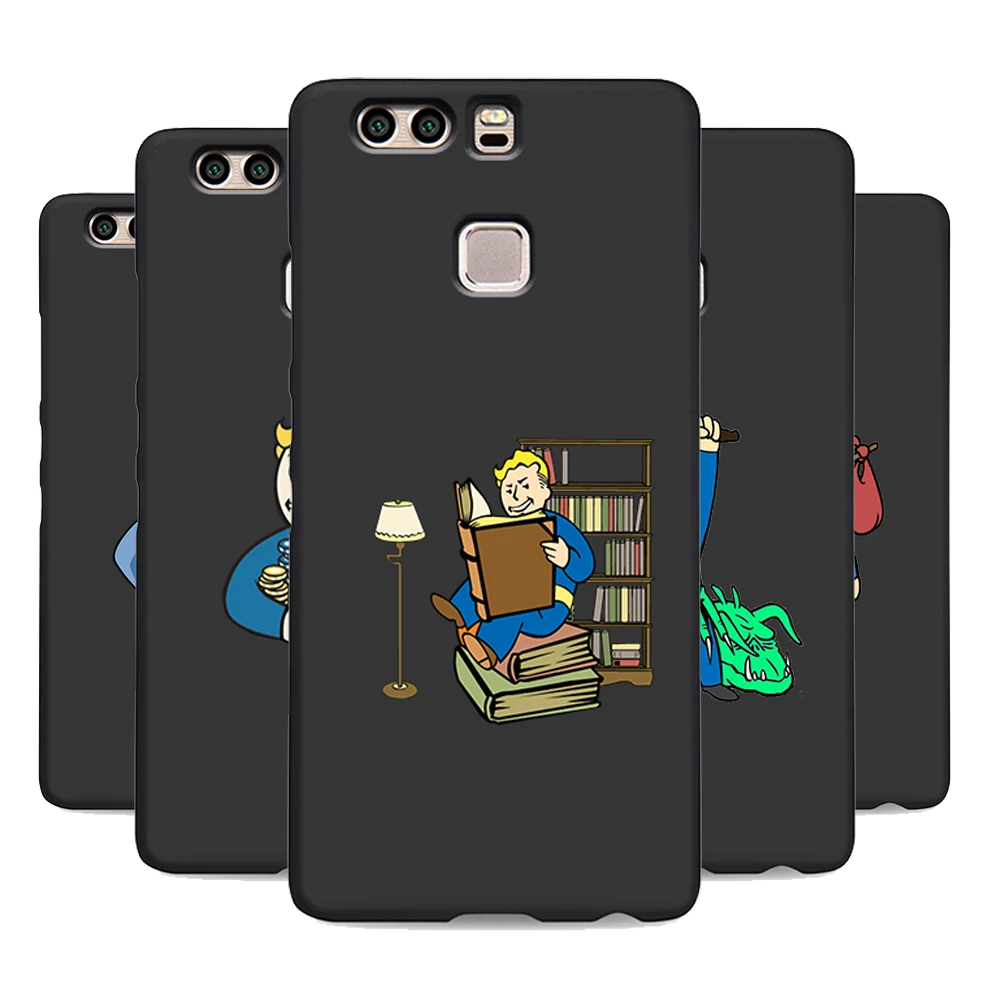 pip boy fallout soft Silicone black cover phone case for huawei p8 p9