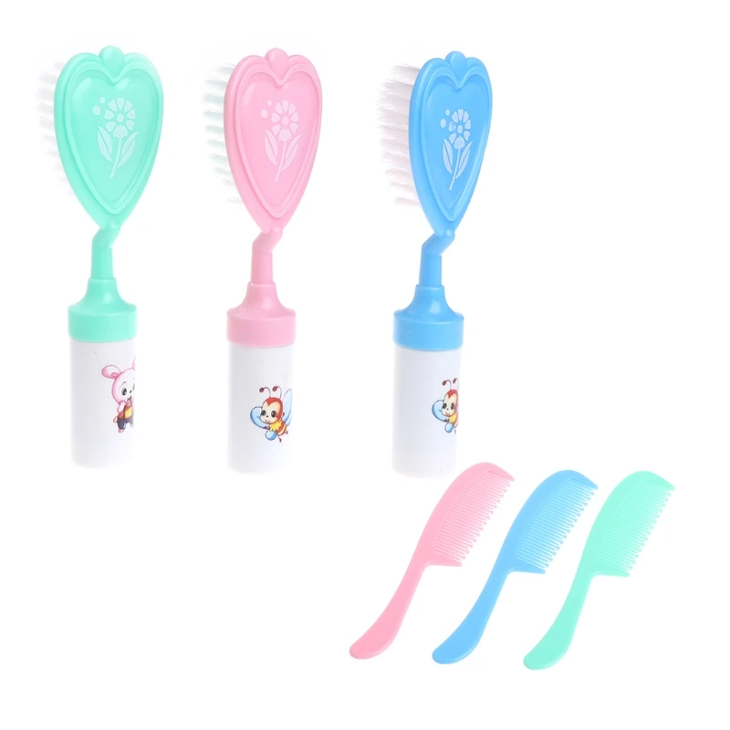 YAS 2PCS/SET Safety Baby Comb Brush Set Portable Soft Brush with Ring