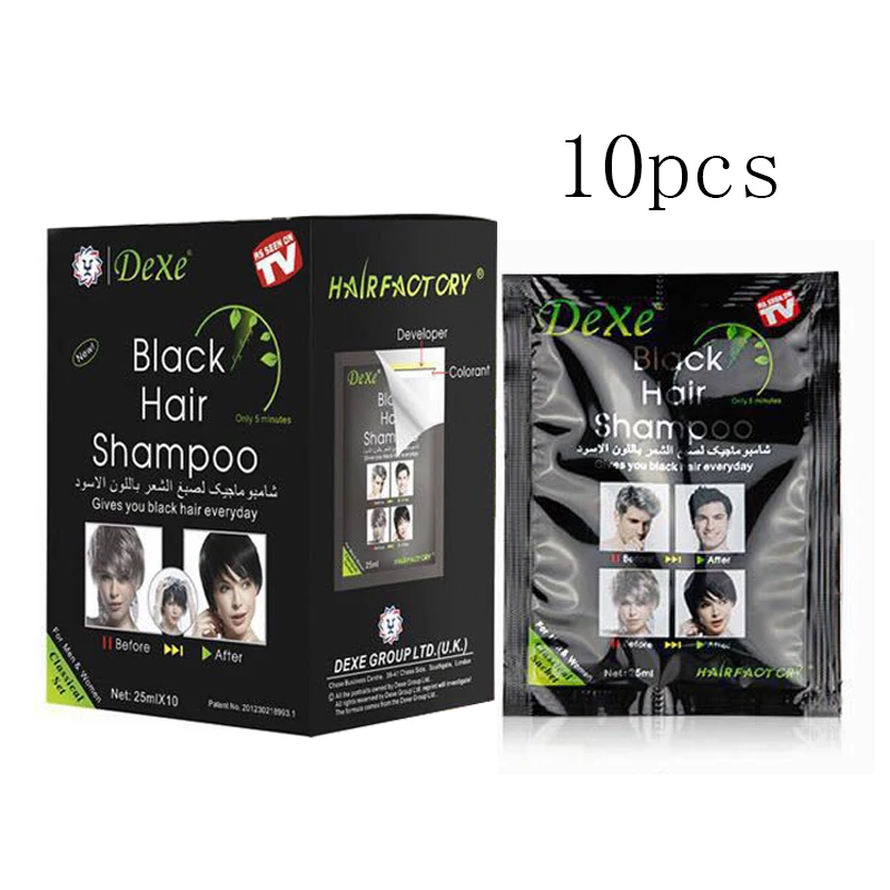 10pcs/lot Dexe Black Hair Shampoo Only 5 Minutes Grey Hair Removal Dye Hair Coloring Cream Building Fibers Hair Care|Hair Color| - AliExpress