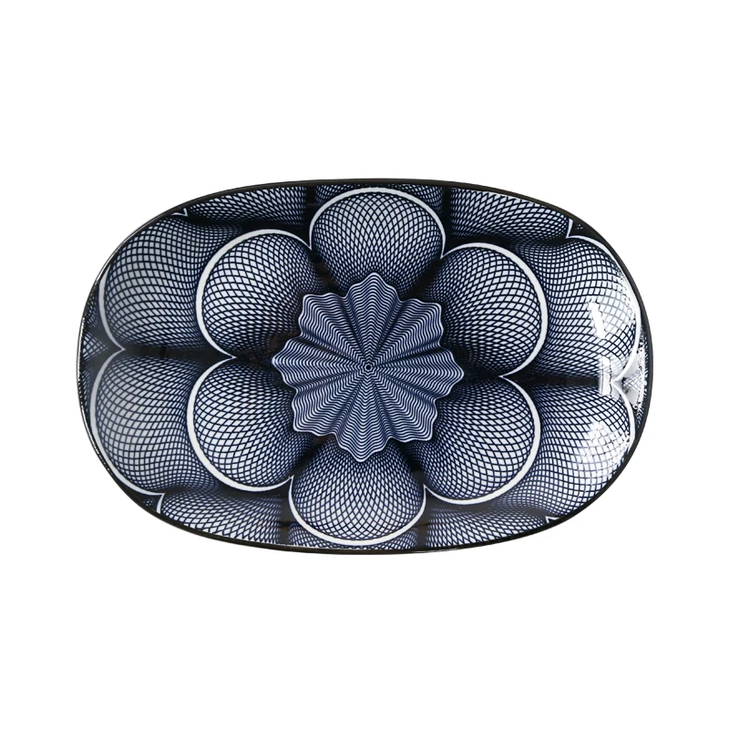 10-дюймовая шпилька для эллиптический Керамика блюда японский Стиль Необычные носки для малышей; Цвет в виде геометрических фигур Однотонная одежда рыбное блюдо обеденные тарелки
