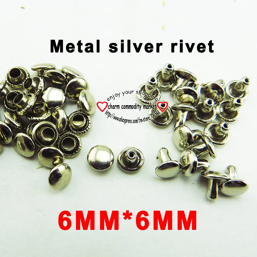 200PCS 6MM*6MM silver METAL RIVET buttons sewing clothes accessories
