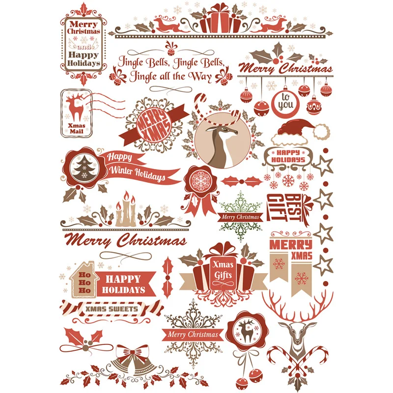 

2pcs/lot Merry Christmas Deer DIY Decoration Uncut Waterproof Paper Sticker Post It Stationery Scrapbook Diary Planner Stickers