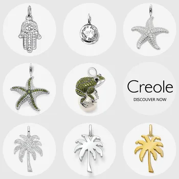

Coconut Tree Hand of Fatima Starfish Frog Necklace Pendant,2019 Summer Fashion Jewelry 925 Sterling Silver Trendy Gift for Women