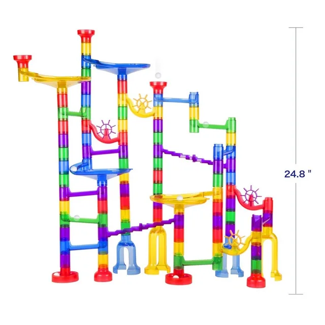 122pcs Creative DIY Marble Race Run Maze Balls Track Blocks Assembly House Construction Building Bricks Toy  Building Blocks 6
