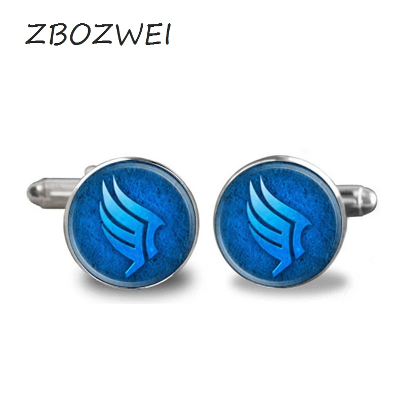 

ZBOZWEI 2018 Handmade Fashion Mass effect glass dome Blue Round Charm dome gift send of friend High Quality Cufflinks jewelry
