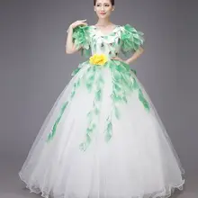 Зеленый китайские национальные танцевальные костюмы для женщин для пения, танцев одежда певица костюм Китайская национальная одежда