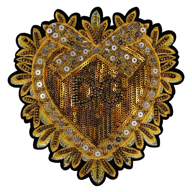 Бисерные блестки Золотое сердце ткань патчи аппликация с пайетками значки DIY материалы для рукоделия шитье A67