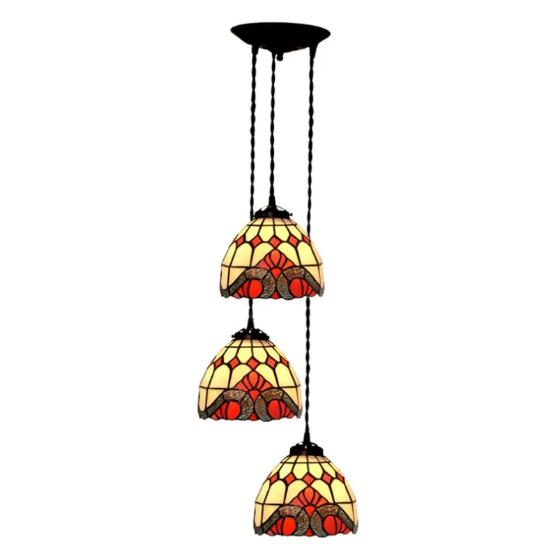

European Home Baroque Metal Chain Ceiling Hanging Light,Three Head Loft LED Pendant Lamp Farmhouse Kitchen Dining Room Lighting