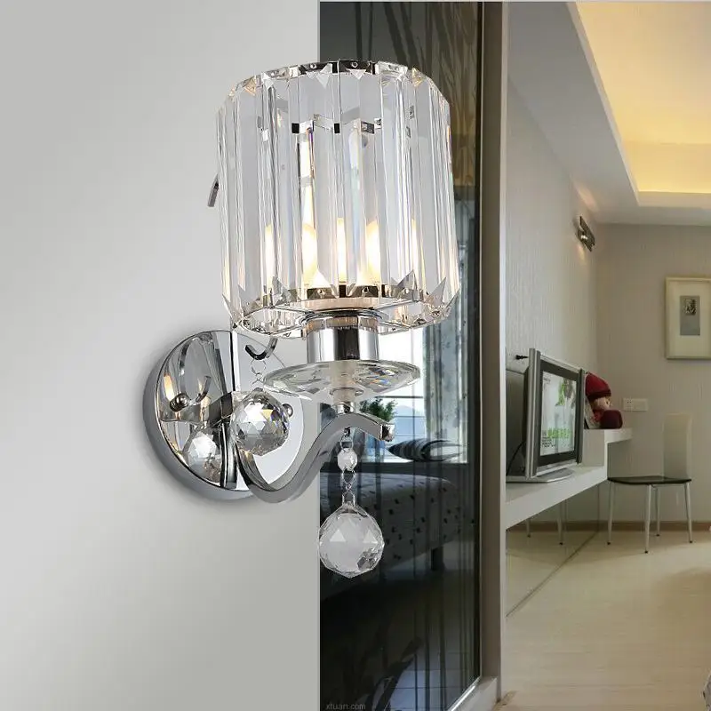 

2016 new Ball round globe crystal wall light living corridor Chrome stair crystal wall sconce bedroom bedside crystal wall lamp