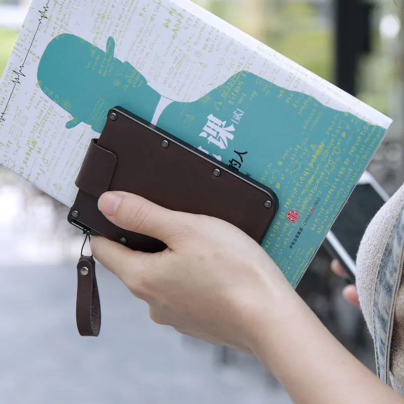 2019 Новое поступление RFID Блокировка держатель кредитной карты из натуральной кожи унисекс бизнес ID Держатели алюминиевая открытка-коробка