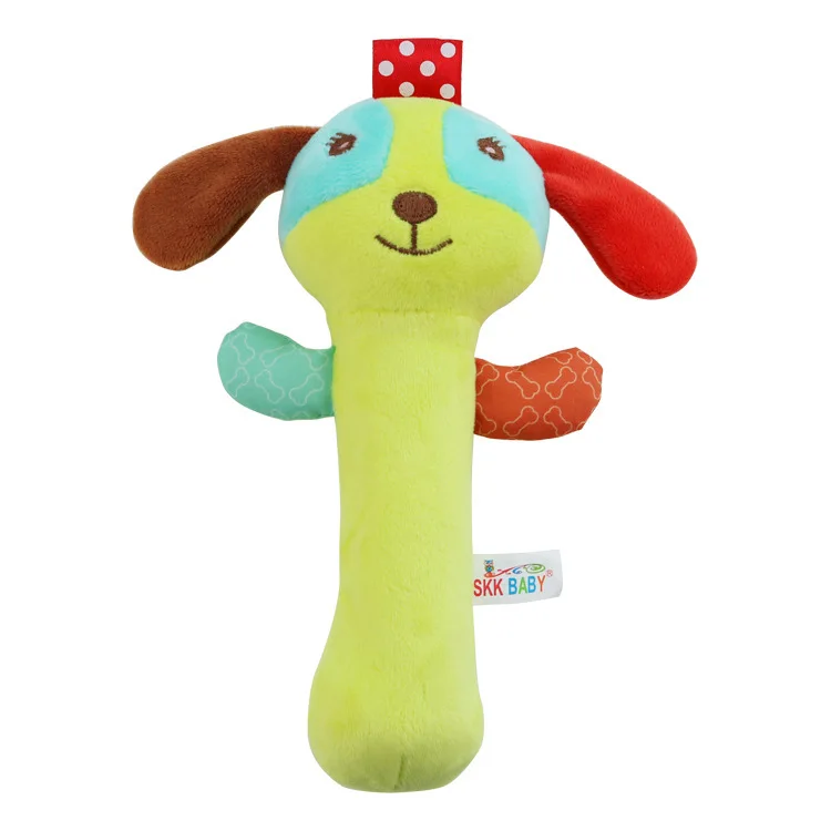 Детские игрушки 0-12 месяцев развивающие игрушки-погремушки для новорожденных ручной захват палка колокольчик с BB устройством игрушка Детские головоломки плюшевые игрушки - Цвет: Dog