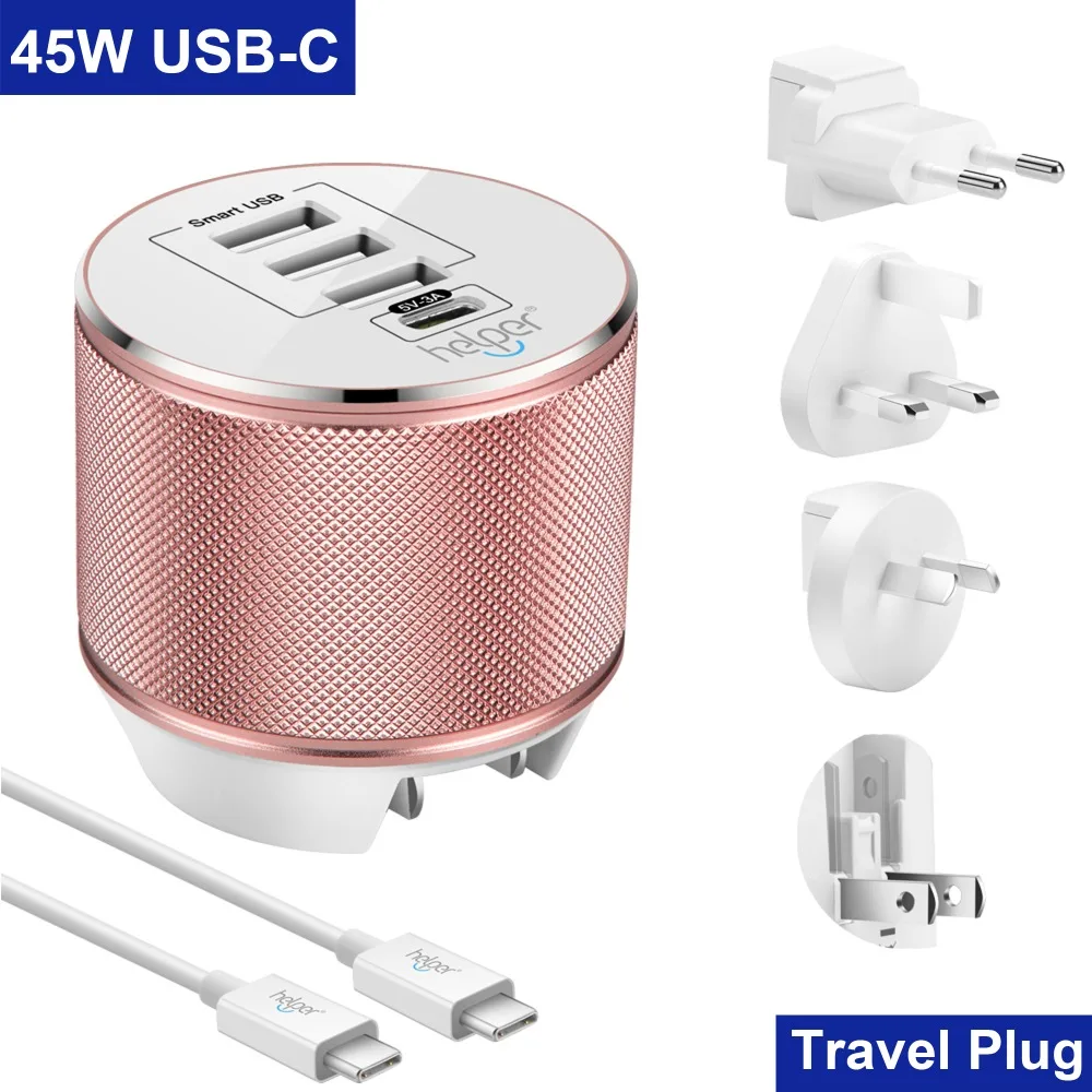 

USB Type C Travel wall Charger 1 port 5V 3A 15W and 3 port 5V USB-A for USB-C phone
