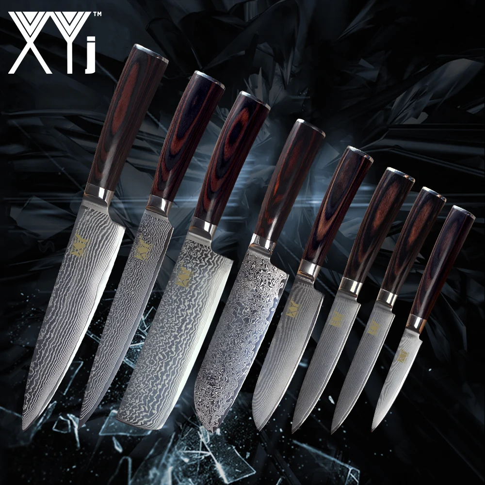 XYj кухонные ножи из дамасской стали Новое поступление 2018 VG10 Core 8 шт. в комплекте