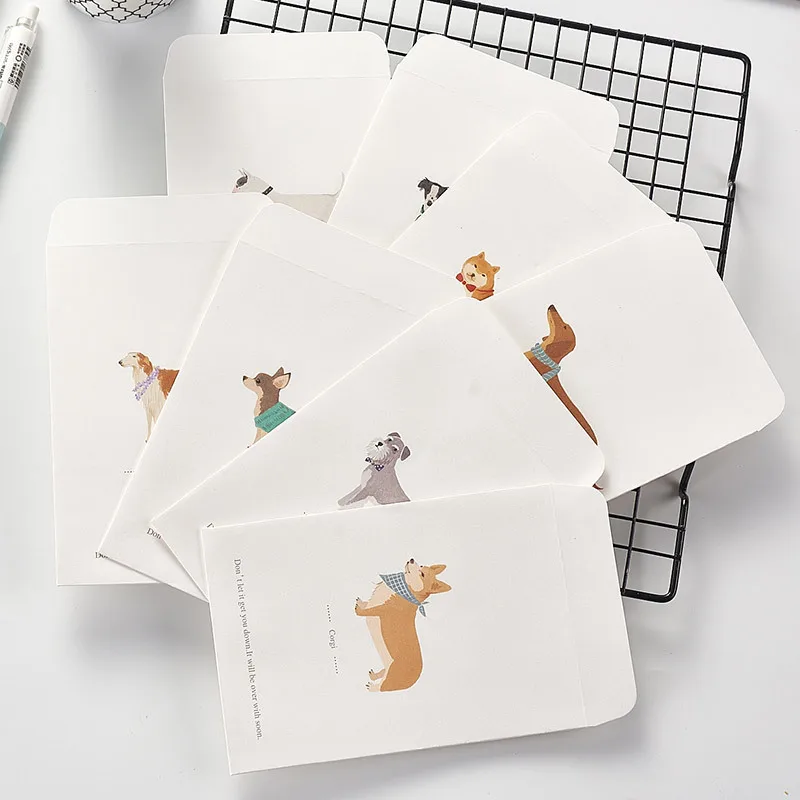 

Coloffice 10PCs Cartoon Dog Series Kawaii Envelop Kraft Children Cute Gift Envelop Students Stationery Office School Supplies