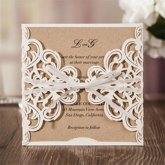 10sets Laser Cut Wedding Invitations Card Vintage Style 10sets Laser Cut Wedding Invitations Card Vintage Style Favors Party Paper With