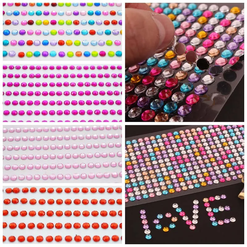 1040 шт./компл. 3 мм DIY самоклеящаяся наклейка для телефона PC Art Bling акриловые