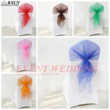 50 шт. в партии органза галстук бант спандекс Чехол для стула на верхнюю часть капюшона украшение для свадьбы