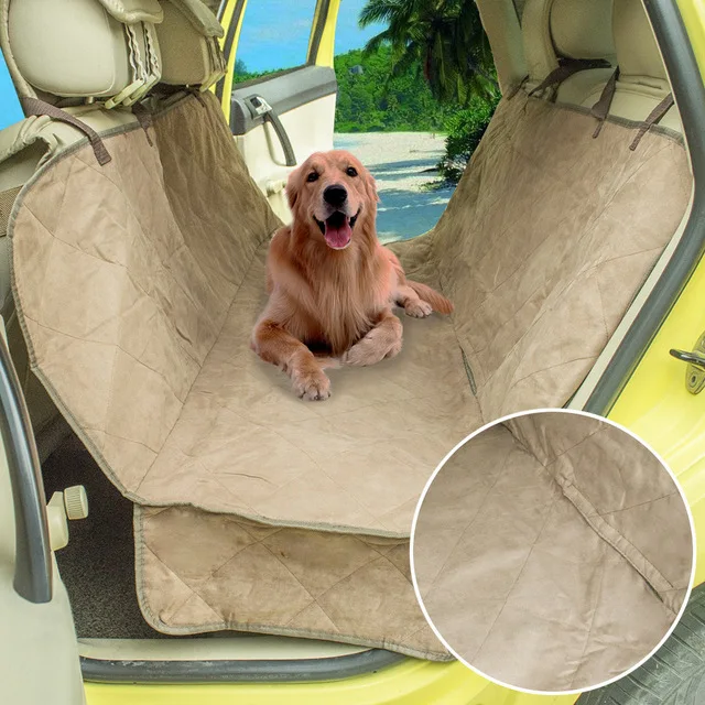 Pet Luxury Suede Quilted Waterproof Hammock Car Seat Cover Rear Back