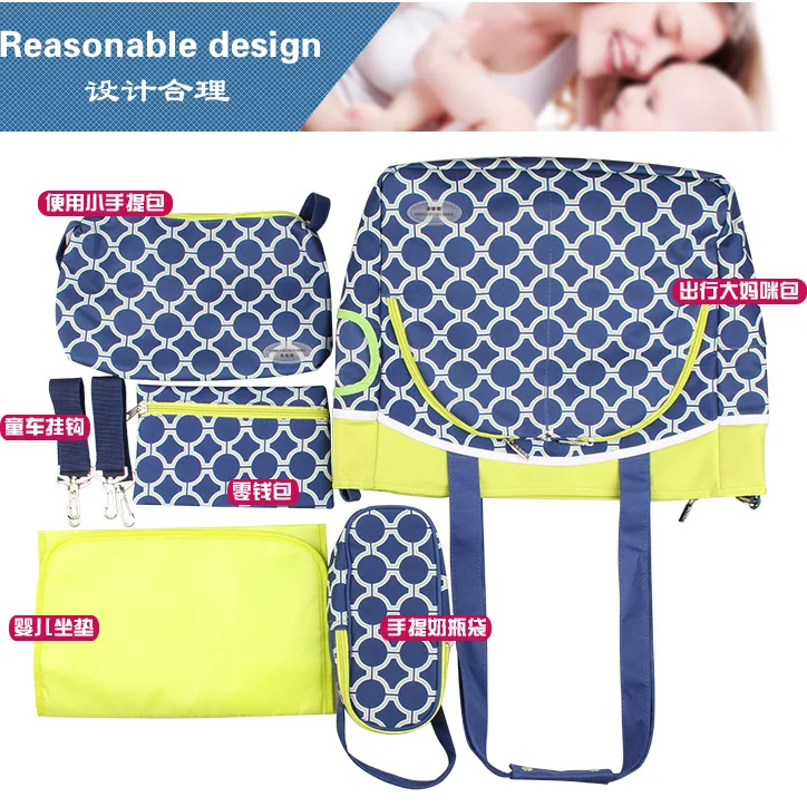 

6 Pcs Set Baby Diaper Bag Multifunctional Bag For Baby Stroller Baby Items Organizer Bag Large Capacity Travel Nursing Handba