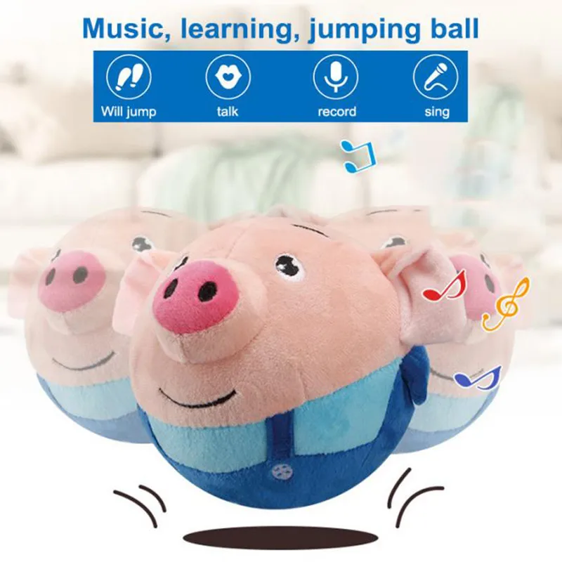 

children Cartoon Ball Electric Toys Jump Ball Beating Sing Jump Baby Kids Gift Music Recording Plush Toys