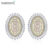 LUOTEEMI, изысканные овальные серьги-гвоздики для женщин, свадебные украшения, CZ камень, уникальные роскошные женские серьги, рождественские подарки