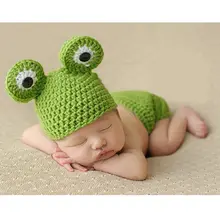 Новорожденный ребенок Фотография реквизит фон для фотографирования малышей лягушка крючком трикотажные наборы шапочки с коротким теплым детским комплектом одежды для малышей