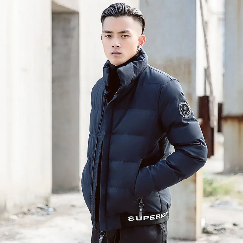 Winter Parkas Men Warm Jackets Solid Color Coat Slim Fit Jacket Mens Winter Coat 2018 Casual Outwear for Men Black Navy S167