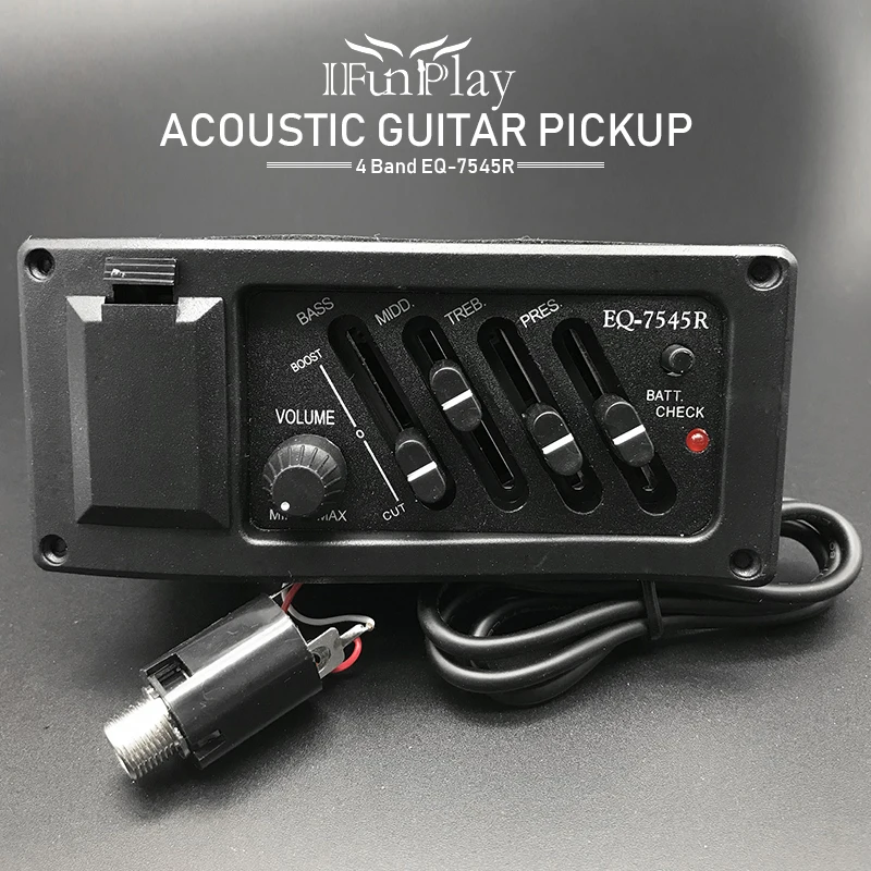 2 шт. в наборе, 4-полосный эквалайзер пьезо-пикап предусилитель для акустической гитары 7545R Акустическая гитара EQ Пикап Высокое качество