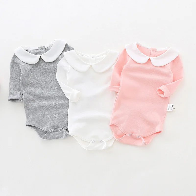 Cute Newborn Baby Clothing Long Sleeve Cotton Solid Baby
