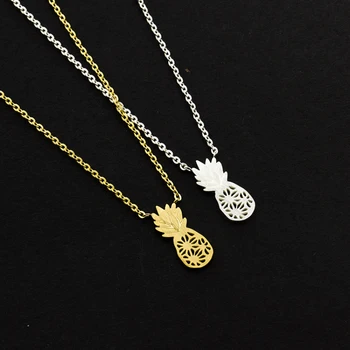 

10pcs/lot Best Friend Gifts Pineapple Necklace For Women Gold Color Choker Stainless Steel Chain Bijoux Collier Fashion Jewelry