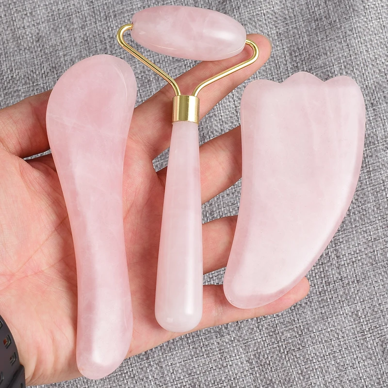 3 pcs Facial Massage roller tool rose quartz Women Relaxation Slimming wand Jade Acupuncture pen gua sha For Health Care 3 pcs Facial Massage roller tool rose quartz Women Relaxation Slimming wand Jade Acupuncture pen gua sha For Health Care
