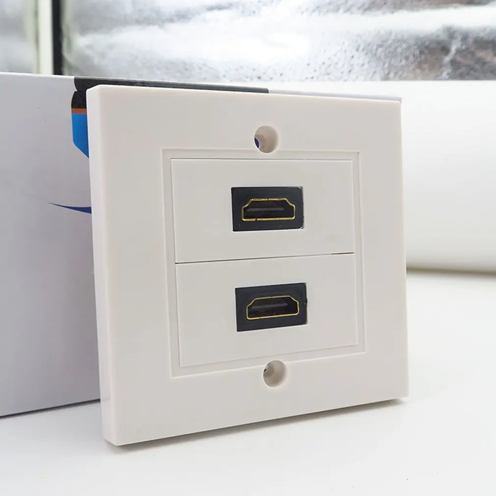 2 Ports Square Professional HDMI Lead Wall Plate Full HD 1080P TV Cable