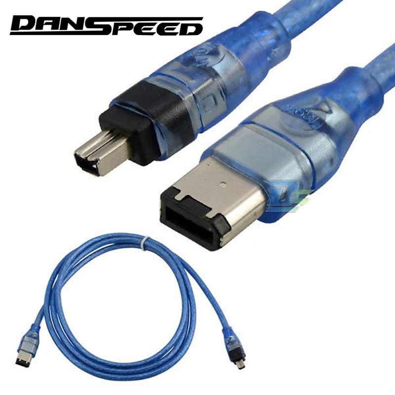 DANSPEED Синий 5 футов 1 м пожарный провод 6 Pin до 4 IEEE 1394 iLink DV кабель для видео аудио