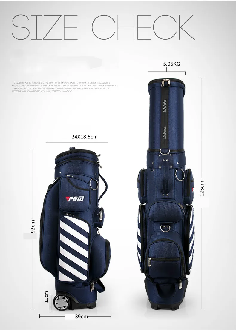 PGM Портативная сумка для гольфа большой емкости Выдвижная подушка безопасности с шкивом и жестким корпусом шариковая крышка QB041